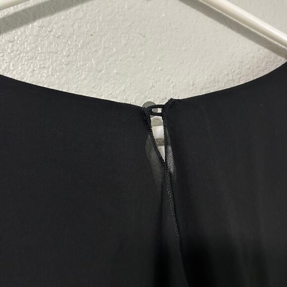 Soft Surroundings Belvedere Tunic Blouse Women’s Medium Black Sheer Sleeve - Picture 8 of 10